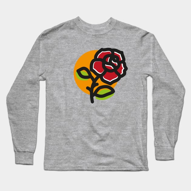 Destrulistic Traditional Tattoo Rose Long Sleeve T-Shirt by GewoonBieke